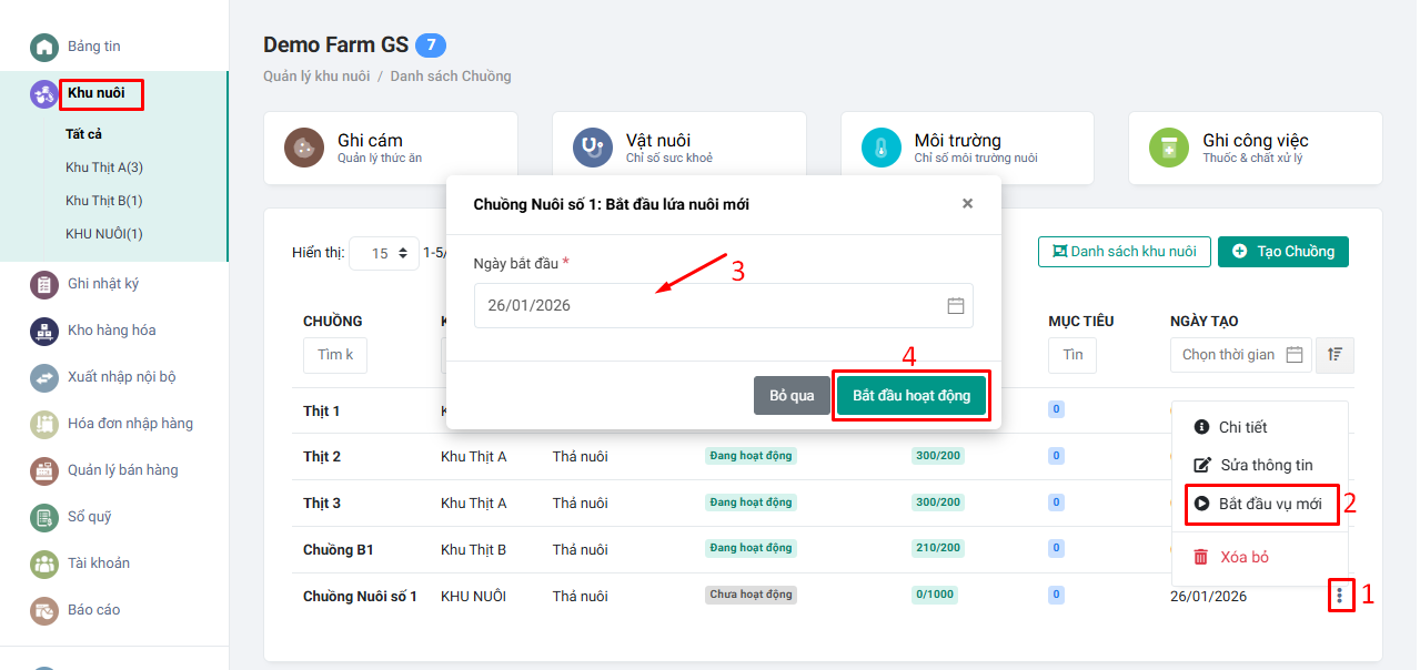 Bắt đầu vụ nuôi farmgo