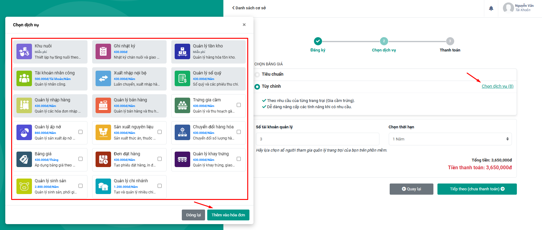Gói tùy chỉnh FarmGo