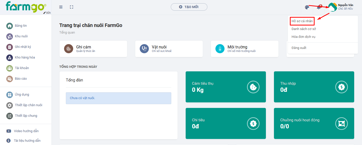 hồ sơ cá nhân farmgo