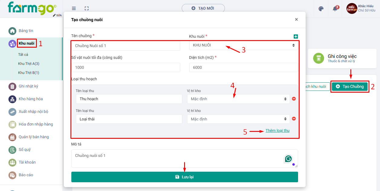tạo chuồng nuôi farmgo