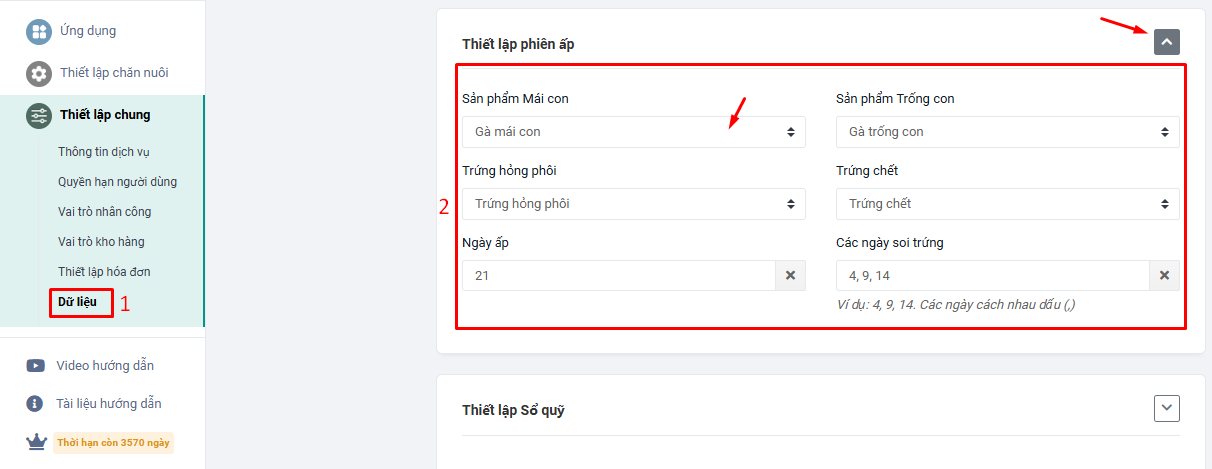 thiết lập phiên ấp farmgo