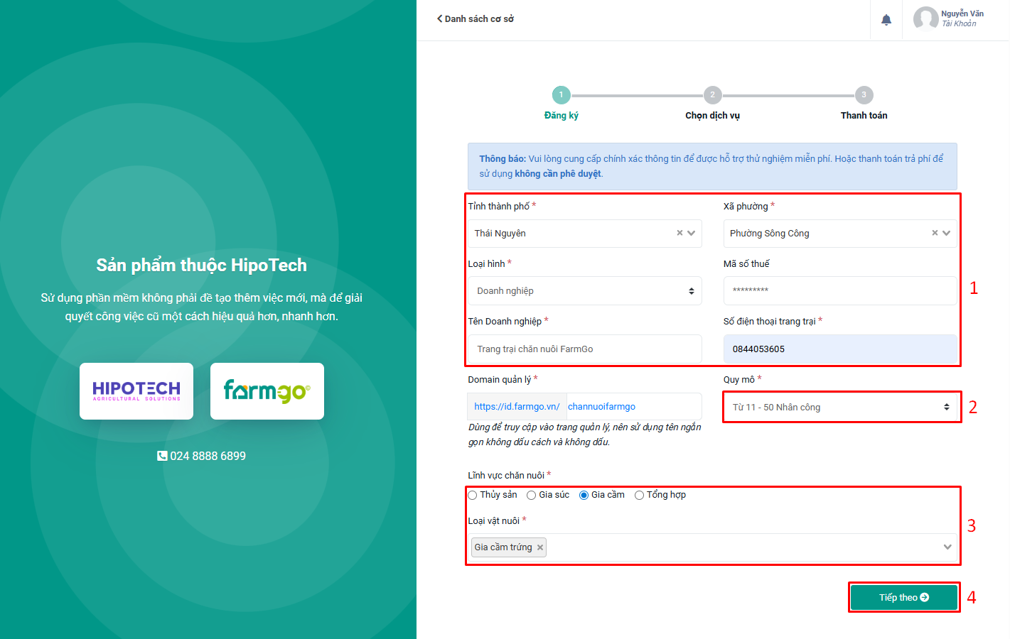 thông tin cơ sở farmgo