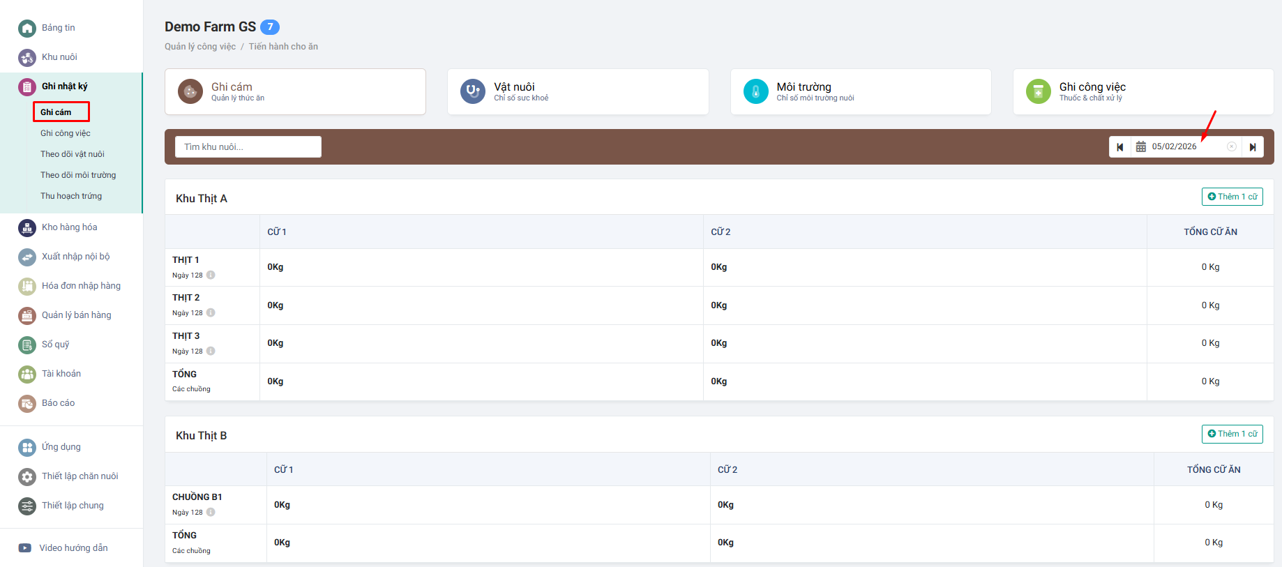 giao diện cho ăn farmgo