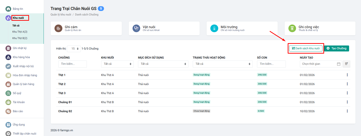 quản lý khu nuôi farmgo