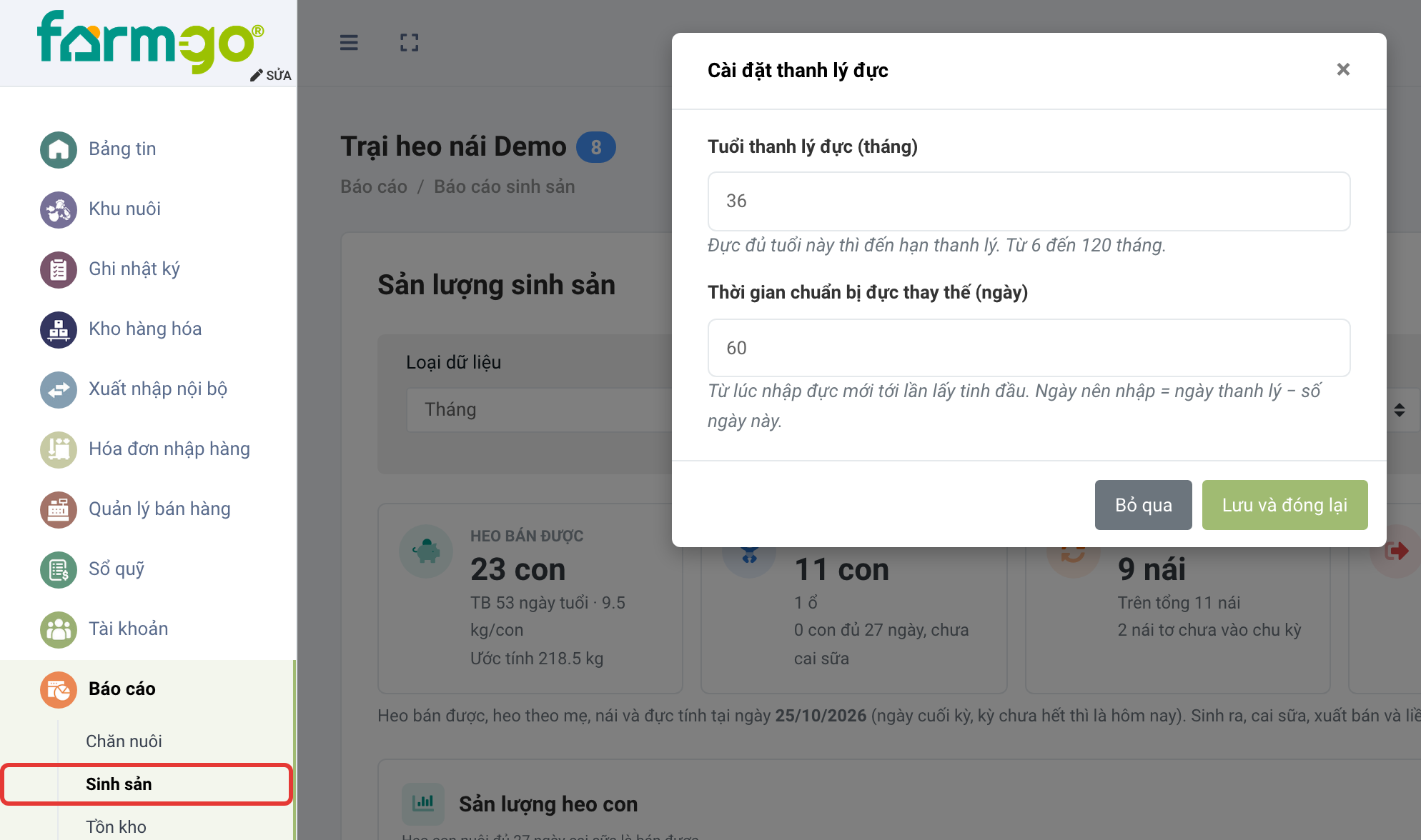 Mặc định 36 tháng, chuẩn bị 60 ngày