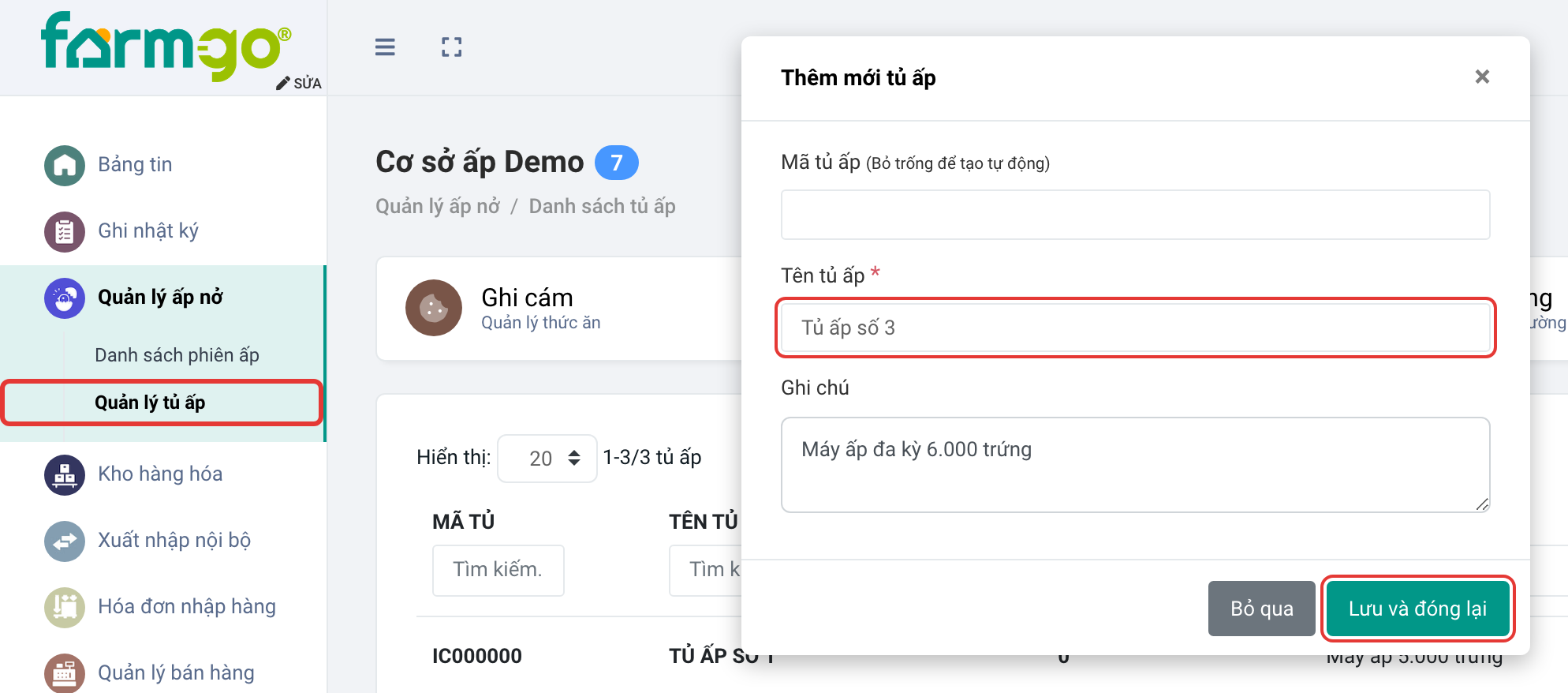 Thêm Tủ ấp số 3
