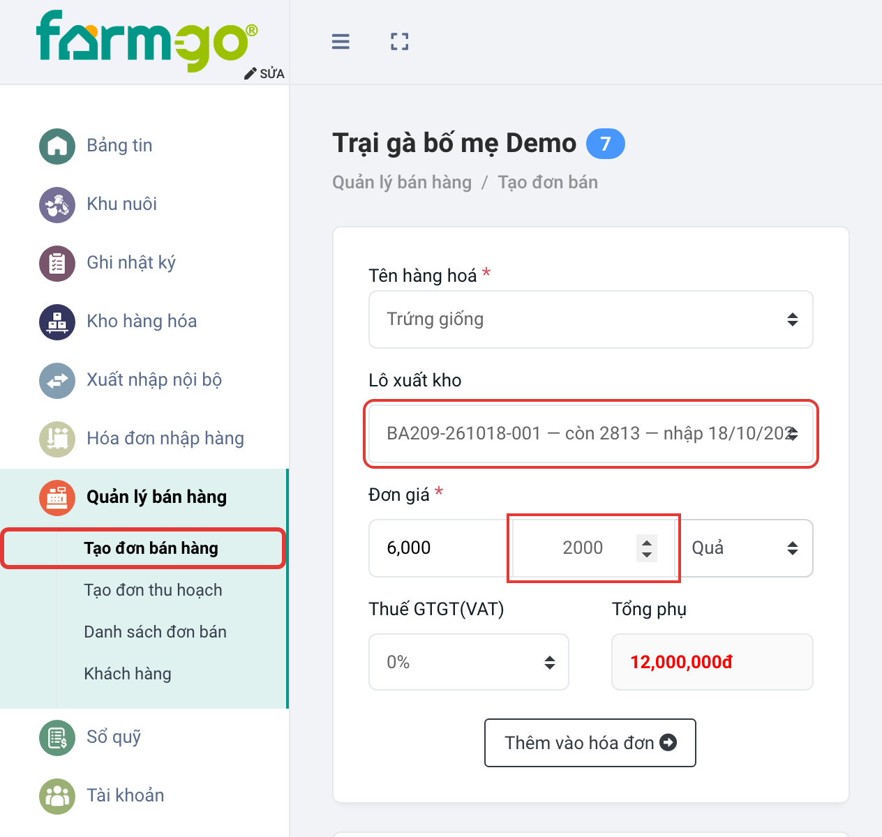 2.000 quả của lô thu ngày 18/10