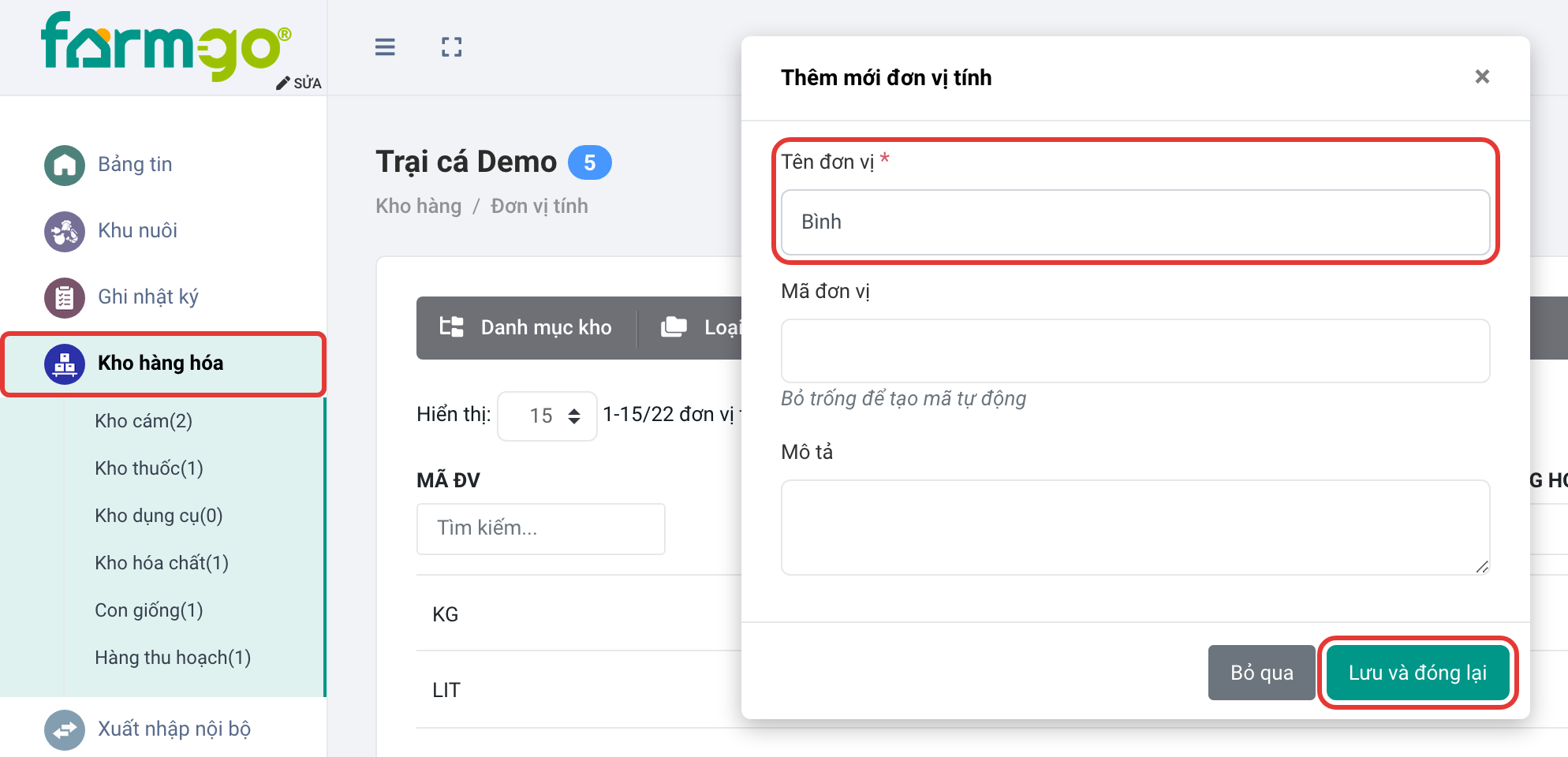 Thêm đơn vị tính Bình