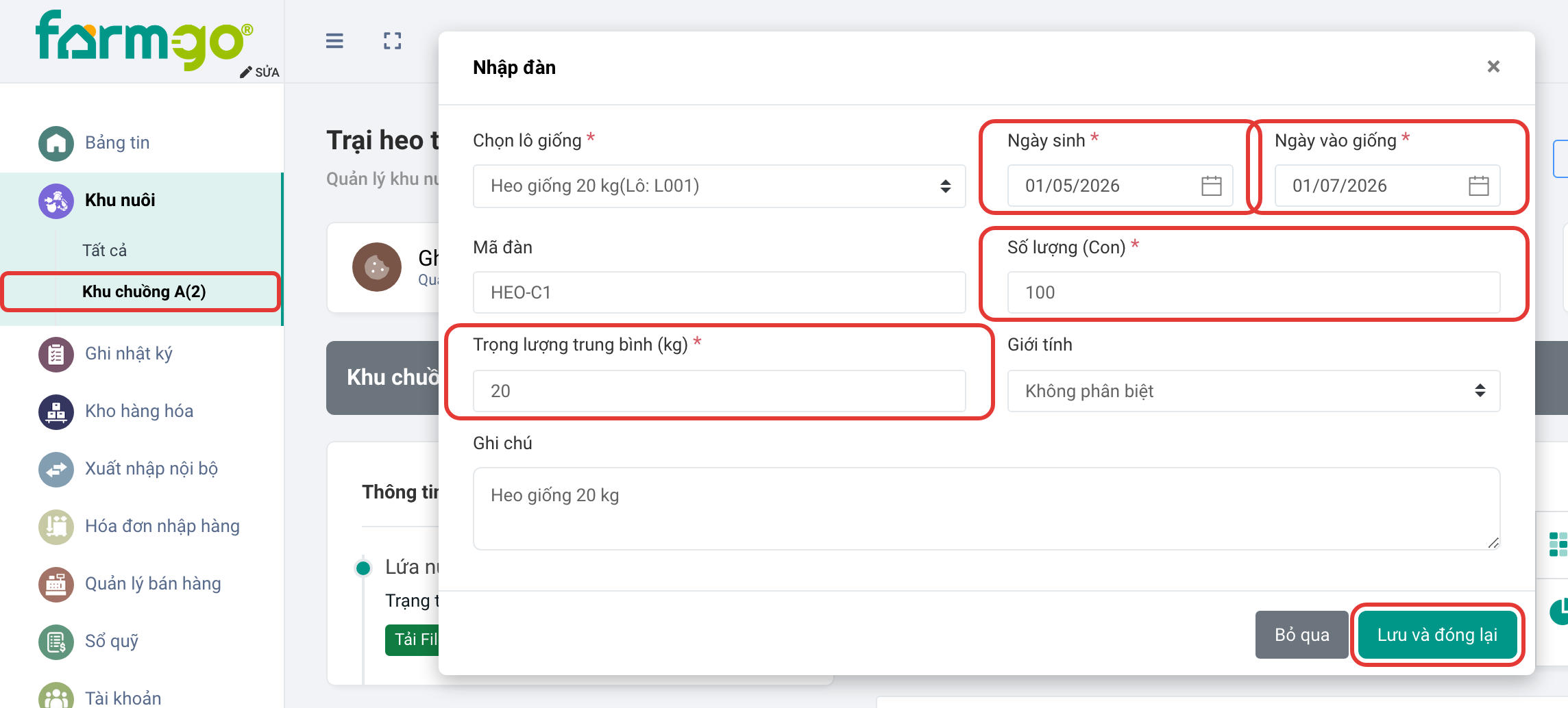 100 heo, trung bình 20 kg/con