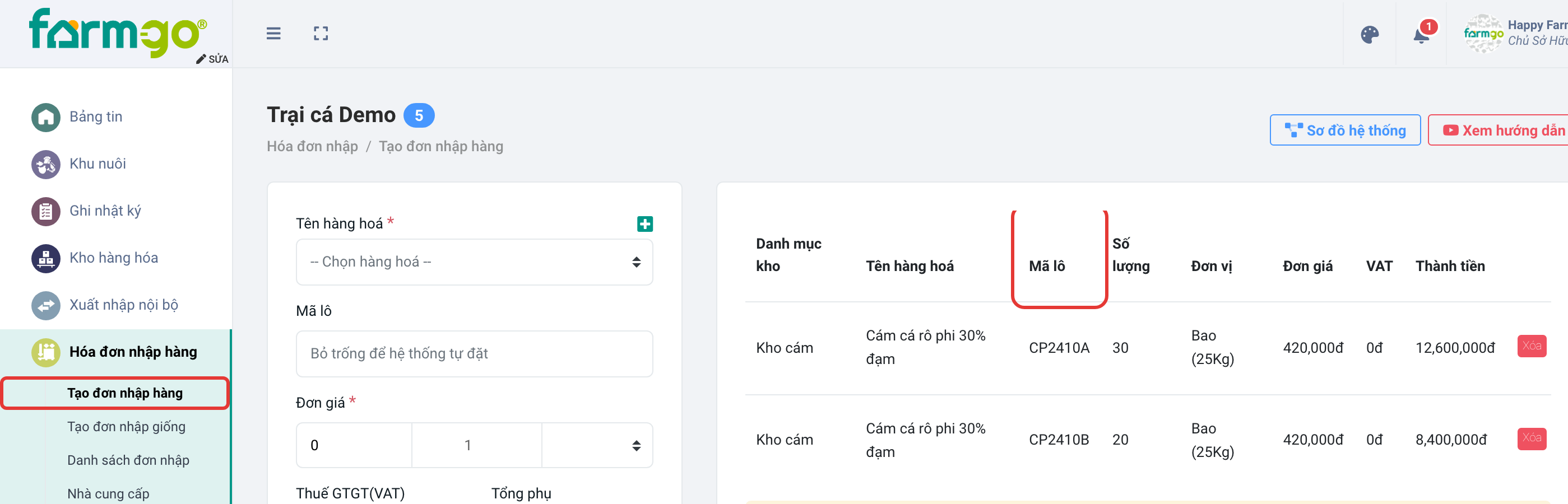 Một hóa đơn, hai lô cám