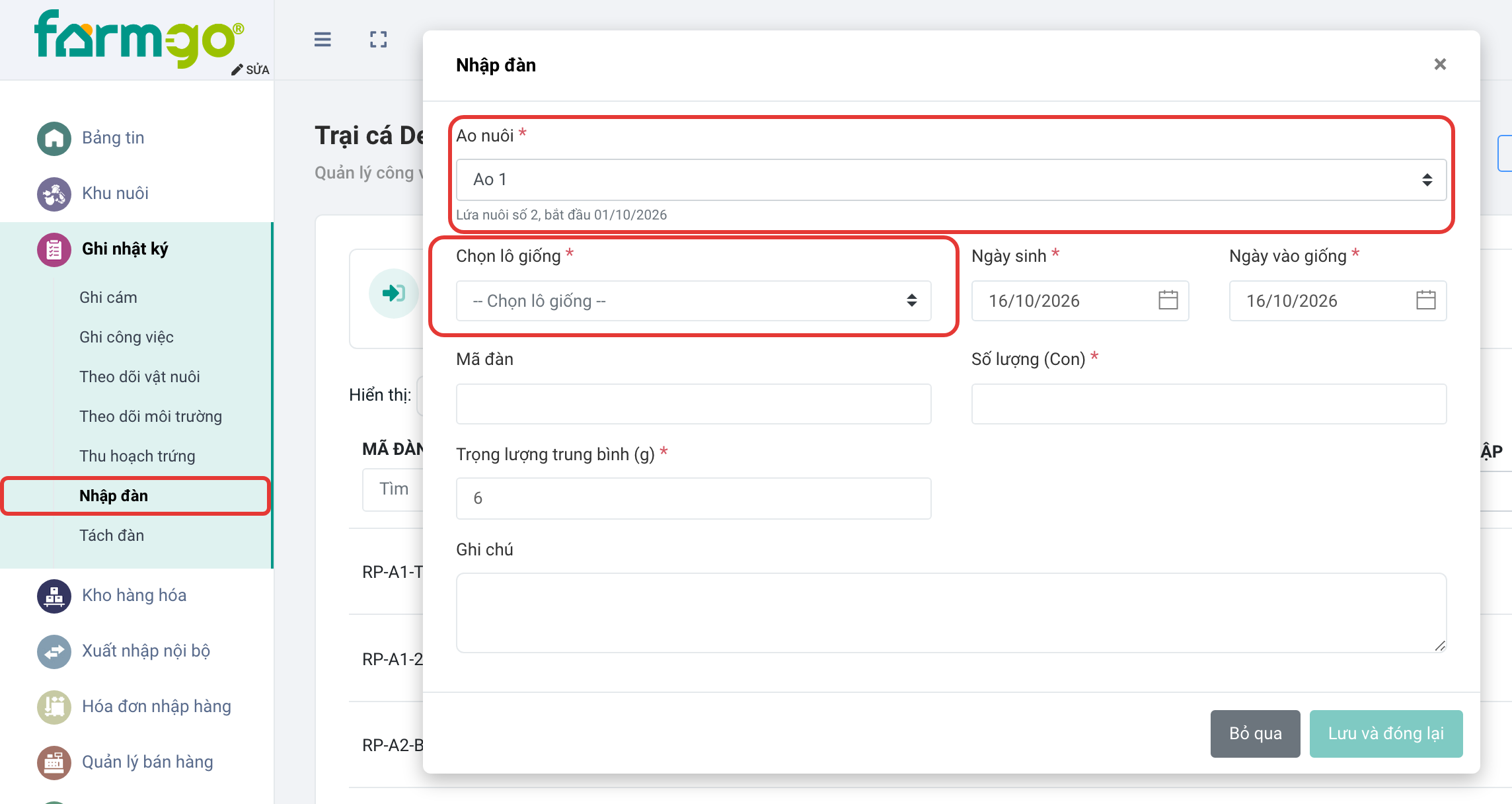 Ao 1, lứa nuôi số 2