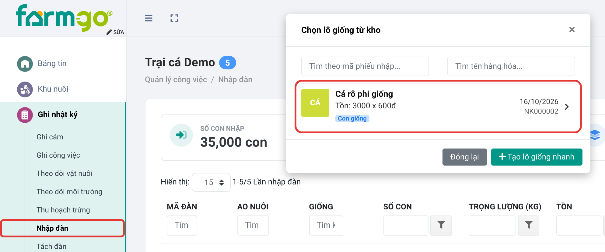 Lô cá rô phi giống còn 3.000 con